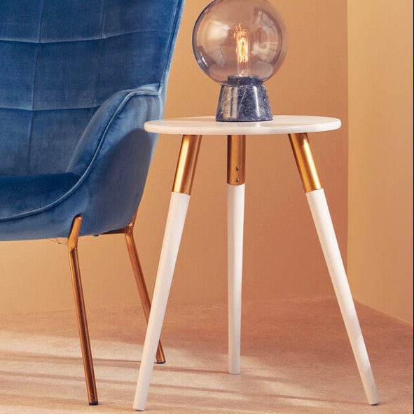 Nostra Side Table | Light Grey and Gold Finish Round Side Table