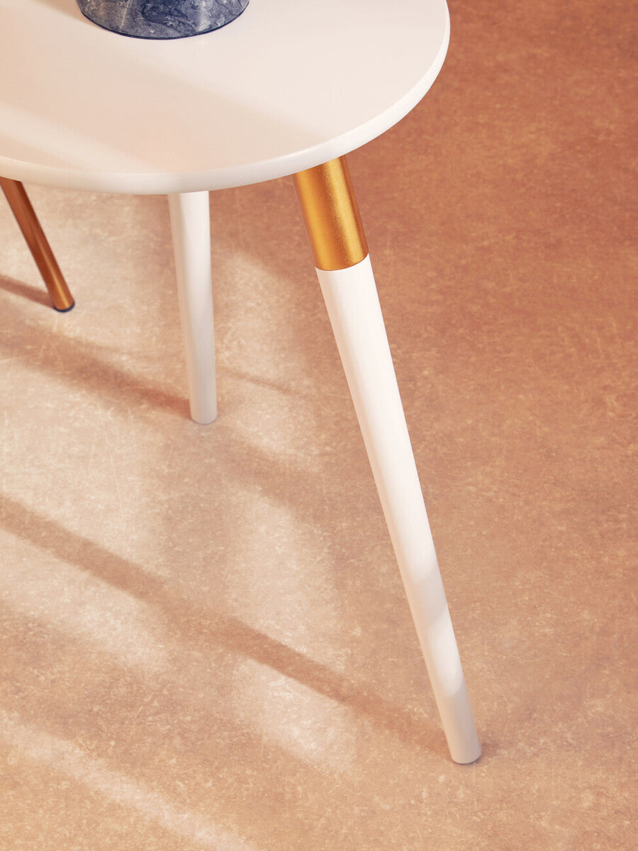 Nostra Side Table | Light Grey and Gold Finish Round Side Table