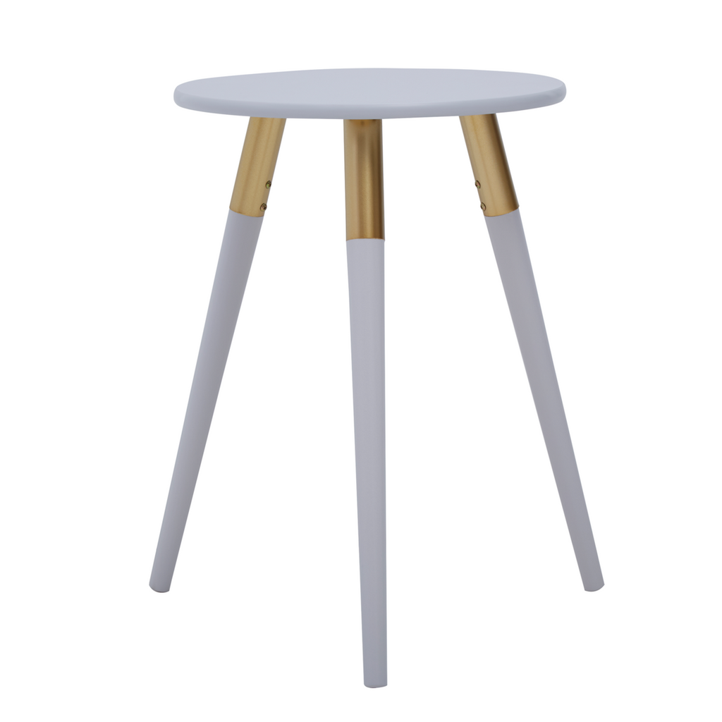 Nostra Side Table | Light Grey and Gold Finish Round Side Table