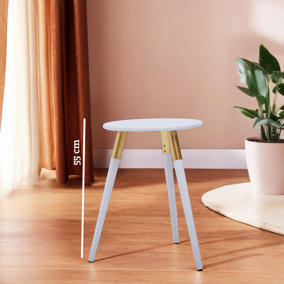 Nostra Side Table | Light Grey and Gold Finish Round Side Table