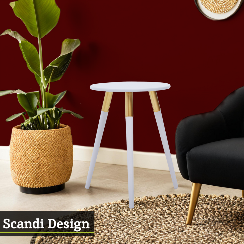 Nostra Side Table | Light Grey and Gold Finish Round Side Table