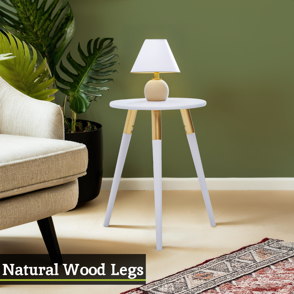Nostra Side Table | Light Grey and Gold Finish Round Side Table