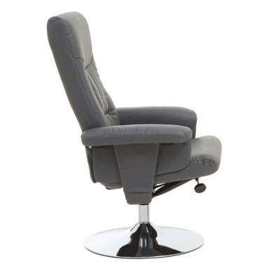 Denton Recliner Chair | Grey Leather Effect Recliner Chair