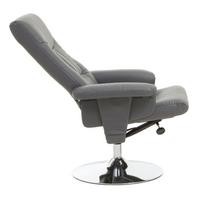 Denton Recliner Chair | Grey Leather Effect Recliner Chair