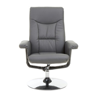 Denton Recliner Chair | Grey Leather Effect Recliner Chair