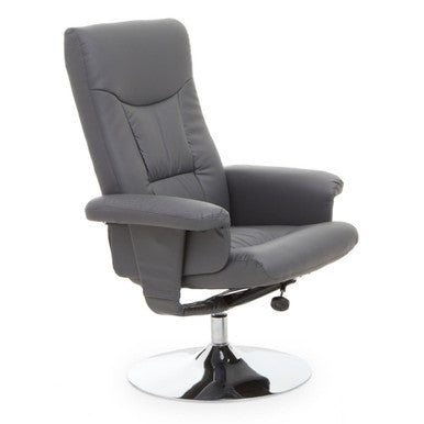 Denton Recliner Chair | Grey Leather Effect Recliner Chair