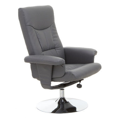 Denton Recliner Chair | Grey Leather Effect Recliner Chair