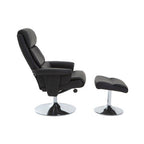 Denton Recliner Chair | Black Leather Effect Recliner Chair with Footstool
