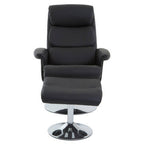 Denton Recliner Chair | Black Leather Effect Recliner Chair with Footstool