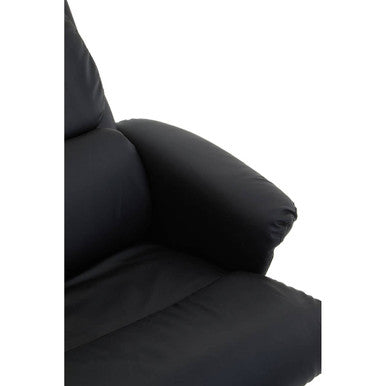 Denton Recliner Chair | Black Leather Effect Recliner Chair with Footstool