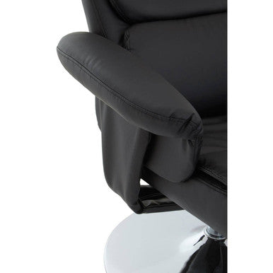 Denton Recliner Chair | Black Leather Effect Recliner Chair with Footstool