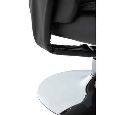 Denton Recliner Chair | Black Leather Effect Recliner Chair with Footstool