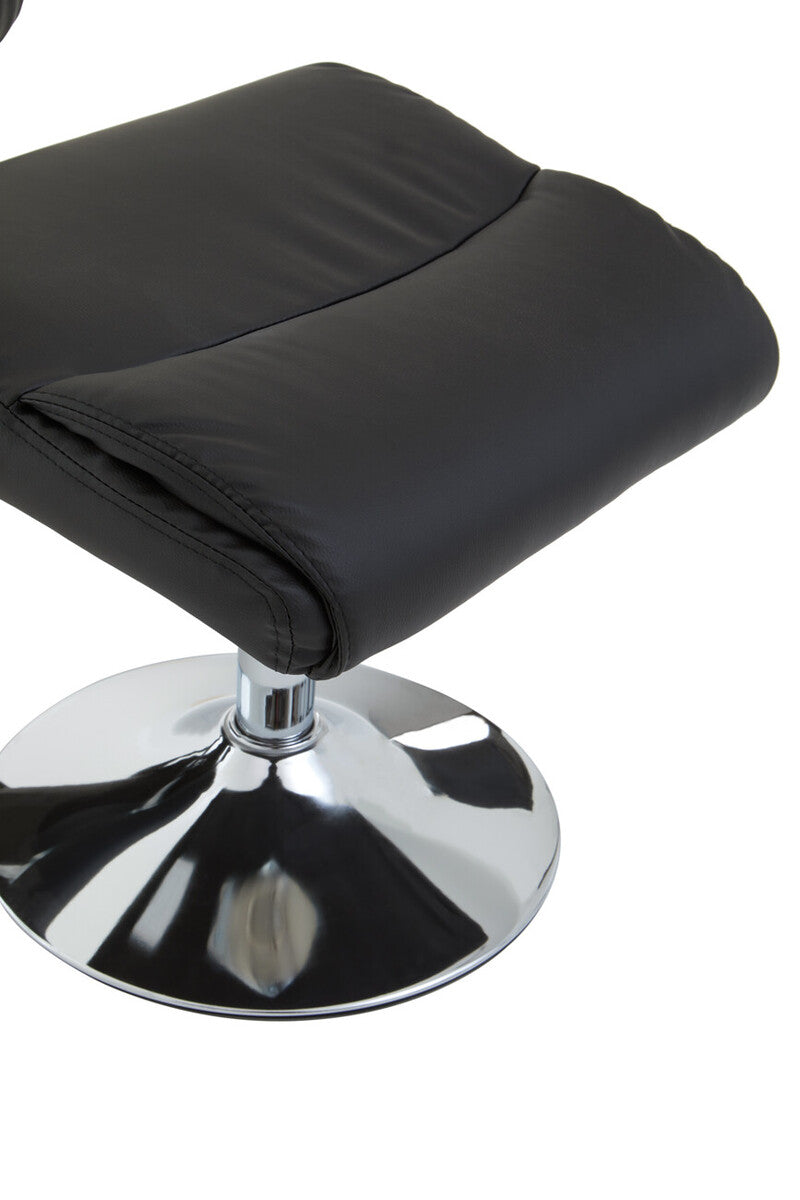 Denton Recliner Chair | Black Leather Effect Recliner Chair with Footstool