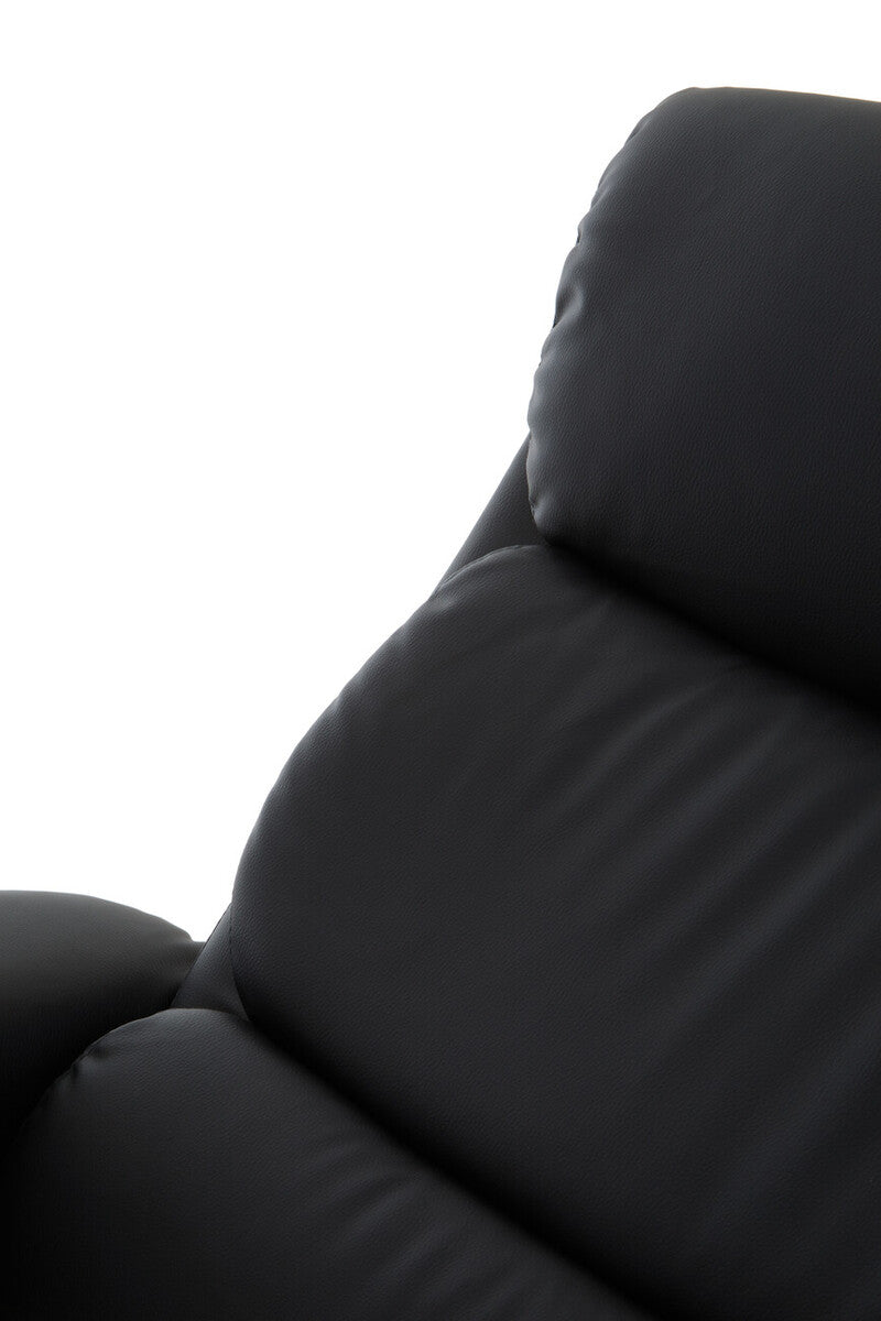 Denton Recliner Chair | Black Leather Effect Recliner Chair with Footstool