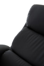 Denton Recliner Chair | Black Leather Effect Recliner Chair with Footstool