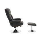 Denton Recliner Chair | Black Leather Effect Reclining Chair And Footstool