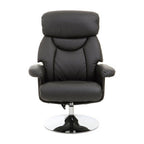 Denton Recliner Chair | Black Leather Effect Reclining Chair And Footstool
