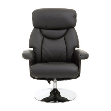 Denton Recliner Chair | Black Leather Effect Reclining Chair And Footstool