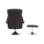 Denton Recliner Chair | Black Leather Effect Reclining Chair And Footstool