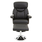 Denton Recliner Chair | Black Leather Effect Reclining Chair And Footstool