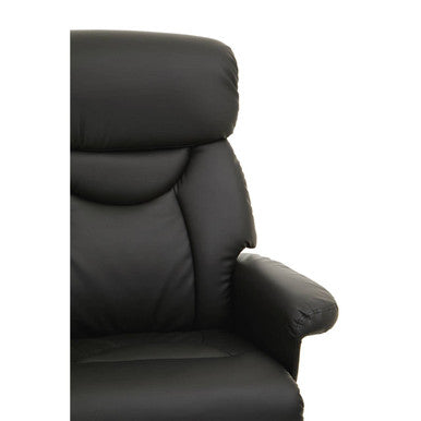 Denton Recliner Chair | Black Leather Effect Reclining Chair And Footstool