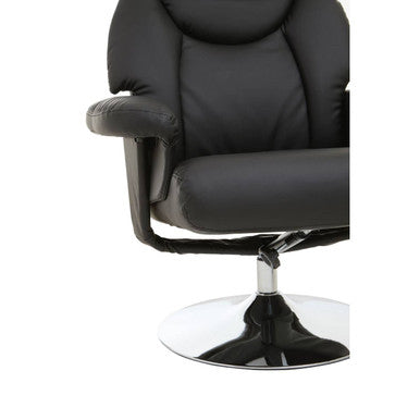 Denton Recliner Chair | Black Leather Effect Reclining Chair And Footstool