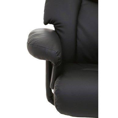 Denton Recliner Chair | Black Leather Effect Reclining Chair And Footstool