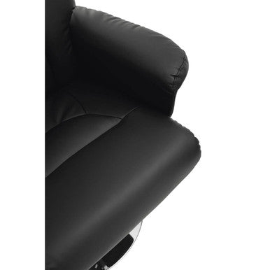 Denton Recliner Chair | Black Leather Effect Reclining Chair And Footstool