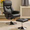 Denton Recliner Chair | Black Leather Effect Reclining Chair And Footstool