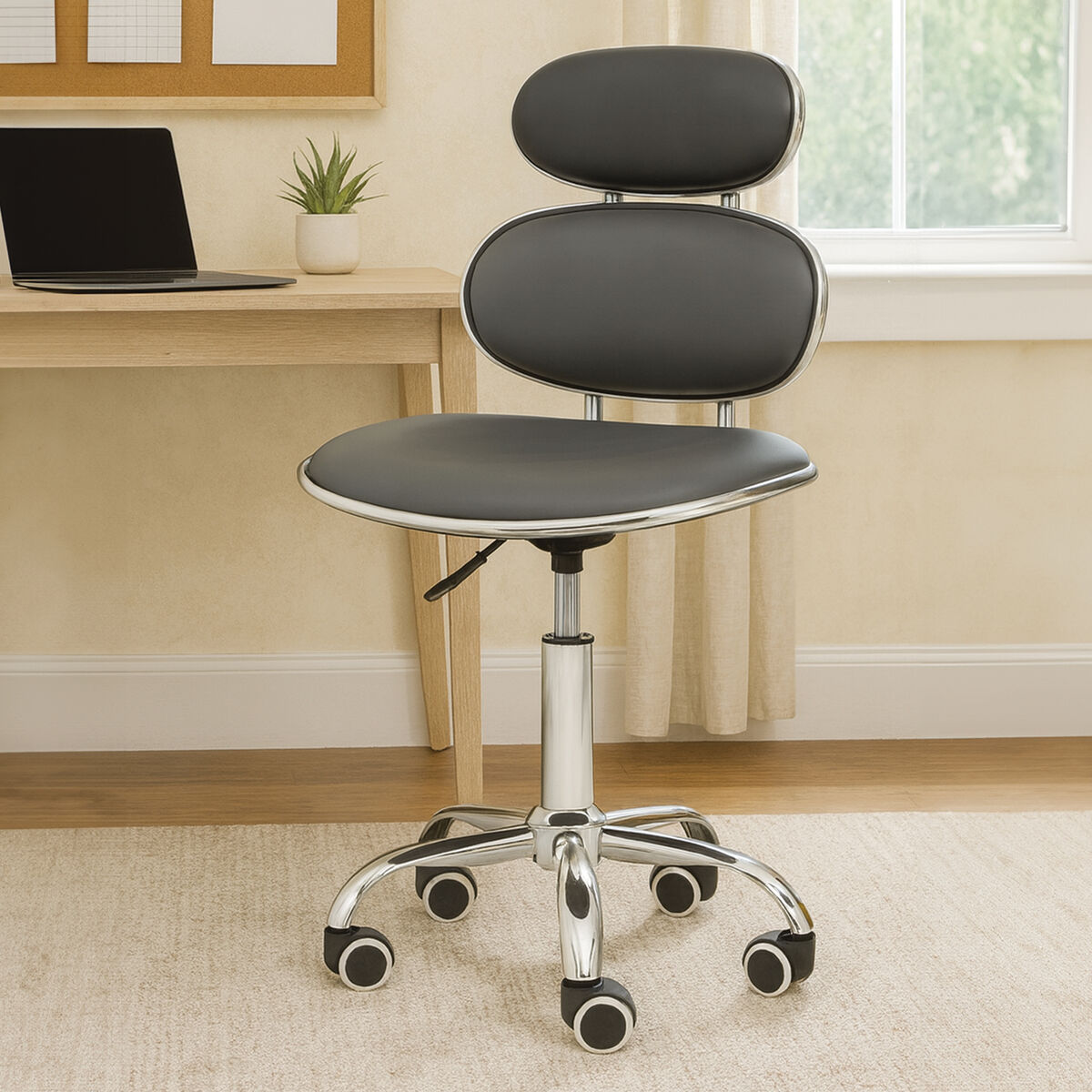 Fran Office Chair | Black Leather Effect Home Office Chair