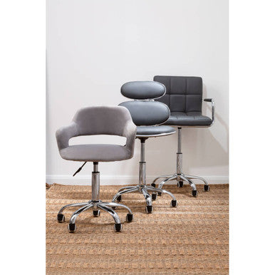 Fran Office Chair | Grey Leather Effect Home Office Chair