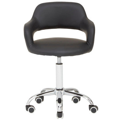 Fionna Office Chair | Black Leather Effect Curved Back Home Office Chair