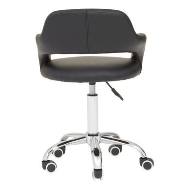 Fionna Office Chair | Black Leather Effect Curved Back Home Office Chair