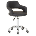 Fionna Office Chair | Black Leather Effect Curved Back Home Office Chair
