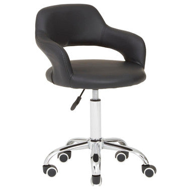 Fionna Office Chair | Black Leather Effect Curved Back Home Office Chair