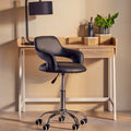 Fionna Office Chair | Black Leather Effect Curved Back Home Office Chair
