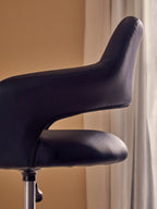 Fionna Office Chair | Black Leather Effect Curved Back Home Office Chair