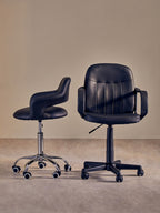Fionna Office Chair | Black Leather Effect Curved Back Home Office Chair