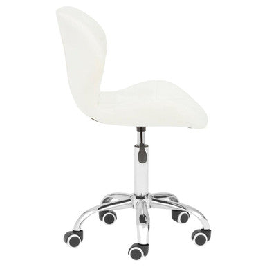 Franki Office Chair | White Velvet Quilted Home Office Chair