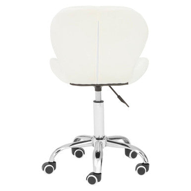 Franki Office Chair | White Velvet Quilted Home Office Chair