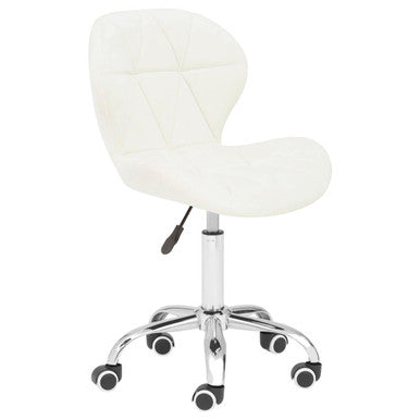 Franki Office Chair | White Velvet Quilted Home Office Chair