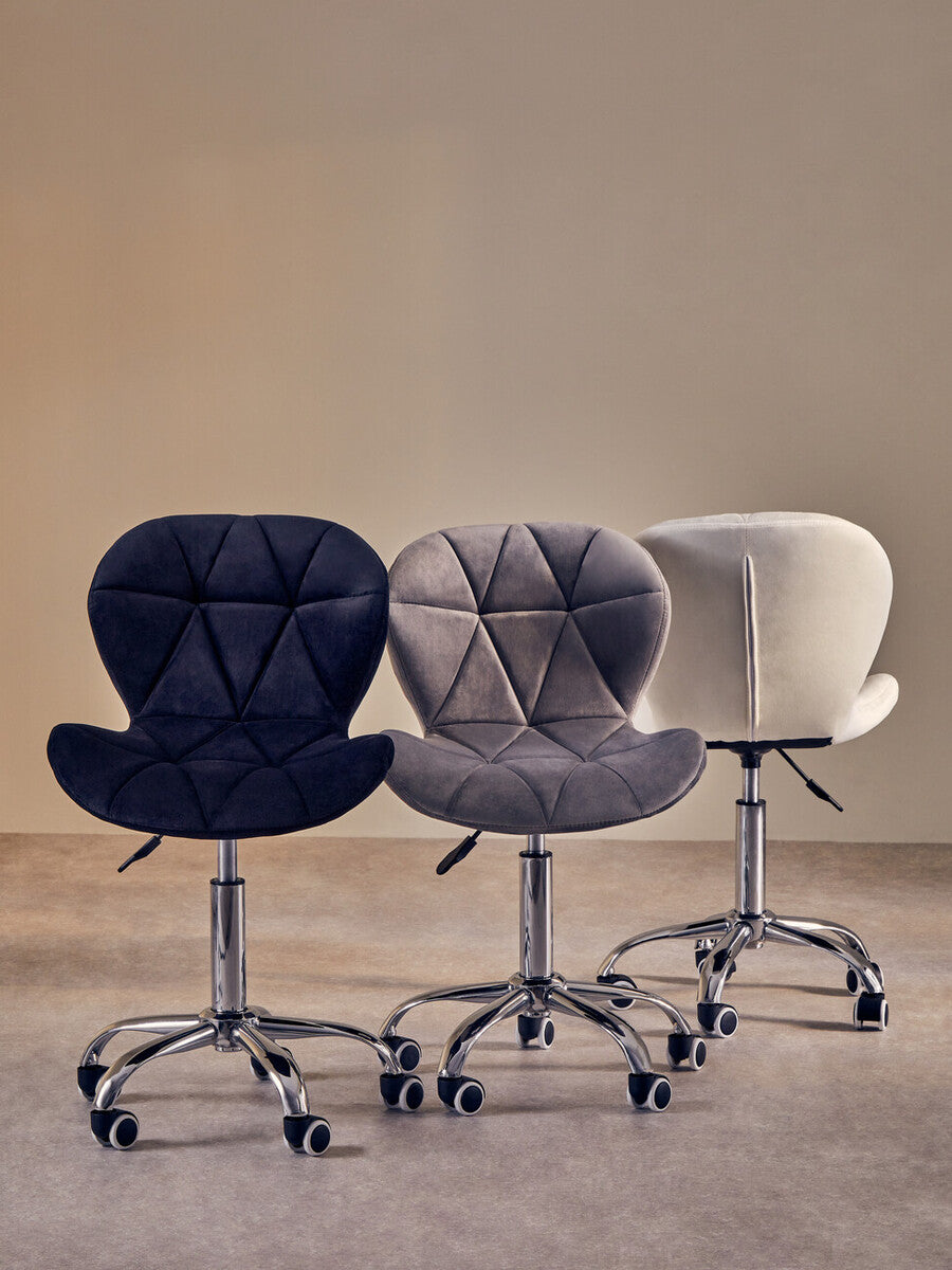 Franki Office Chair | White Velvet Quilted Home Office Chair