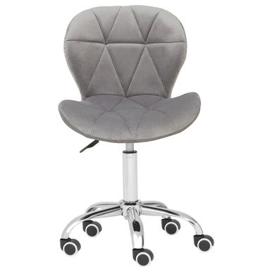 Franki Office Chair | Grey Velvet Quilted Home Office Chair
