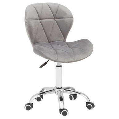 Franki Office Chair | Grey Velvet Quilted Home Office Chair
