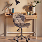 Franki Office Chair | Grey Velvet Quilted Home Office Chair