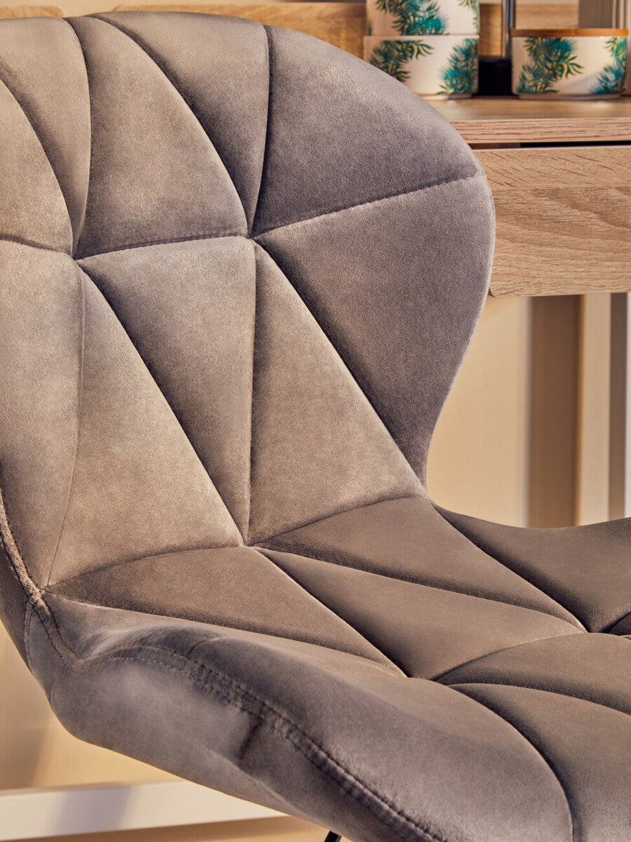 Franki Office Chair | Grey Velvet Quilted Home Office Chair