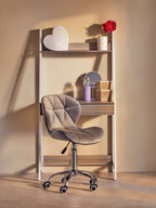 Franki Office Chair | Grey Velvet Quilted Home Office Chair