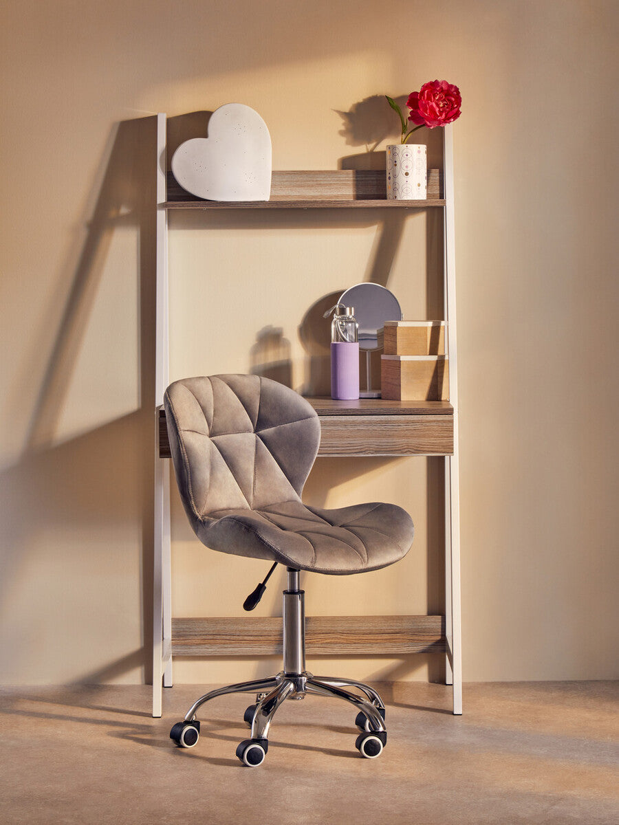 Franki Office Chair | Grey Velvet Quilted Home Office Chair