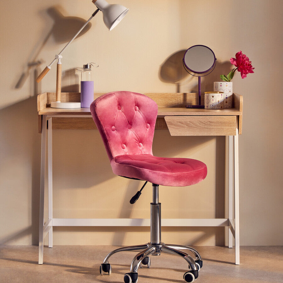 Fayth Office Chair | Pink Velvet Button Tufted Home Office Chair