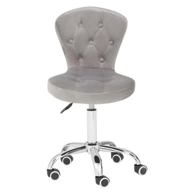 Fayth Office Chair | Grey Velvet Button Tufted Home Office Chair